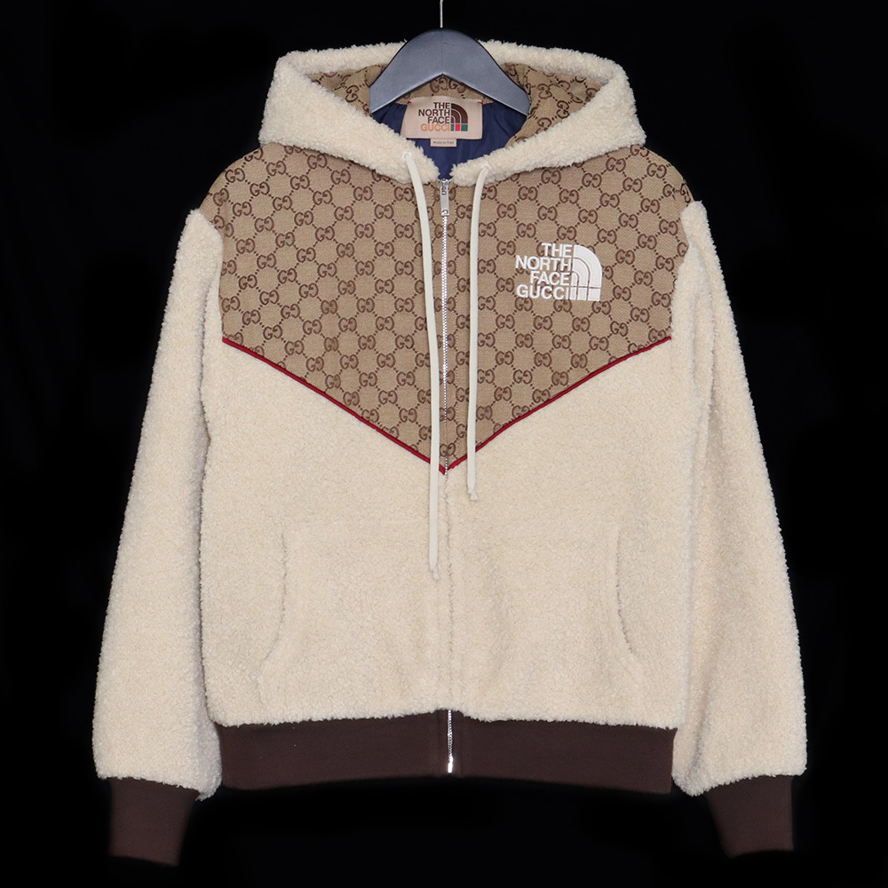 GUCCI × THE NORTH FACE 21SS GG Canvas Shearling Jacket ベージュ 644582 XJC3T レディース グッチ ザノースフェイス フリース_画像1