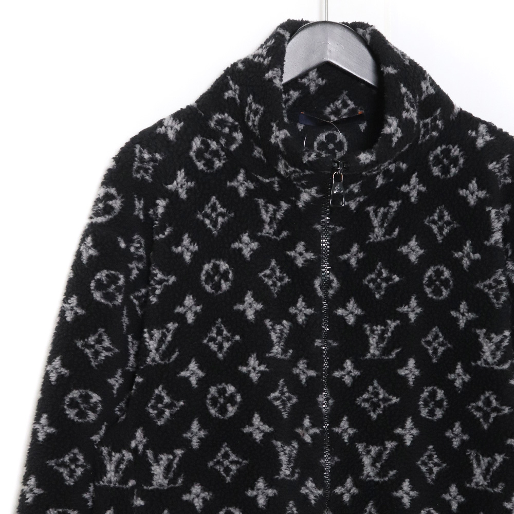 LOUIS VUITTON 20SS モノグラムフリースジップアップジャケット Mサイズ ブラック RM201M TCM HIY04W ルイヴィトン ボアブルゾン_画像3