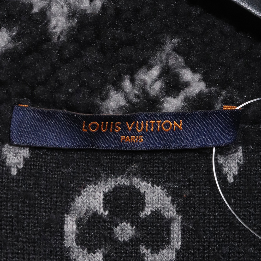 LOUIS VUITTON 20SS モノグラムフリースジップアップジャケット Mサイズ ブラック RM201M TCM HIY04W ルイヴィトン ボアブルゾン_画像5