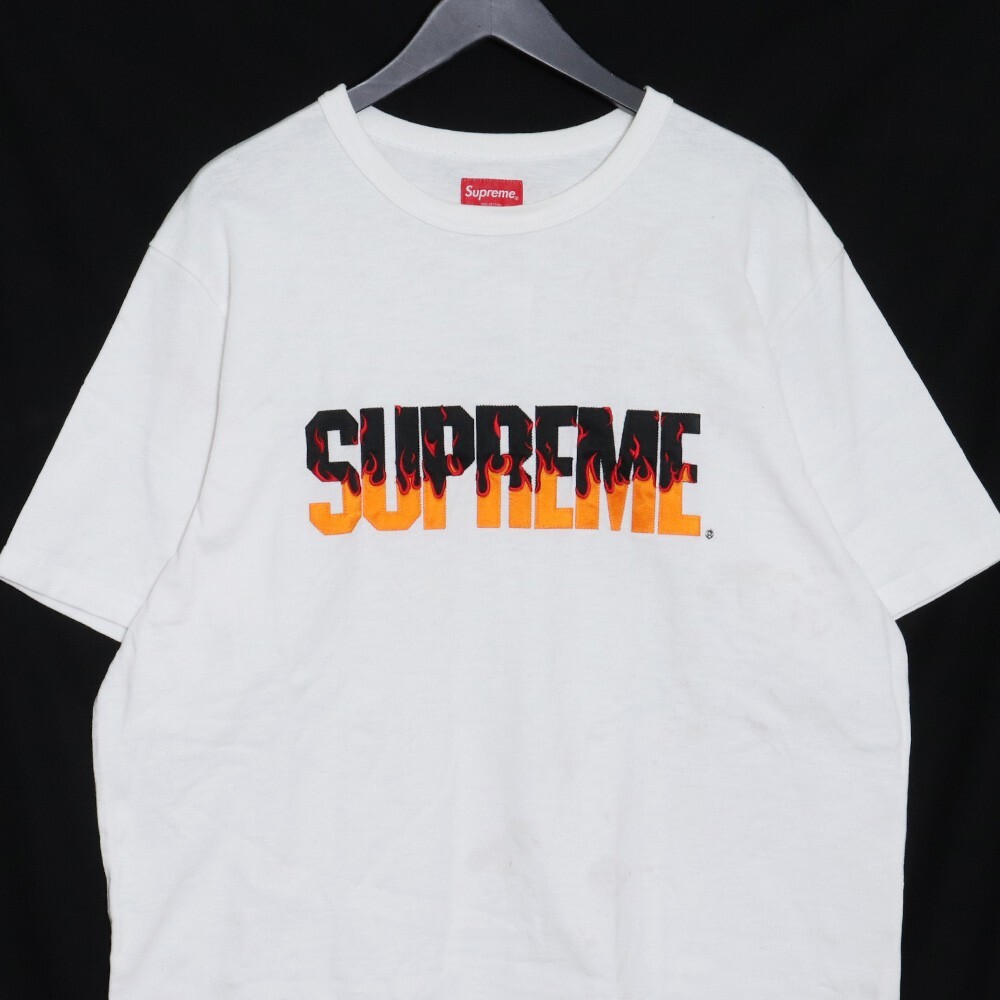 SUPREME 19AW Flame S/S Top XLサイズ ホワイト シュプリーム フレームトップス 半袖カットソー Tシャツの画像3