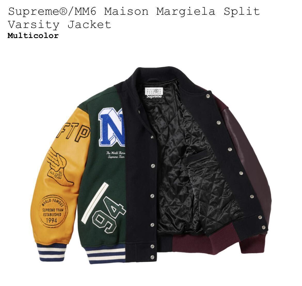 新品 Supreme MM6 Maison Margiela Split Varsity Jacket Large シュプリーム マルジェラ バーシティ ジャケット ポスター付 送料無料 即納の画像2