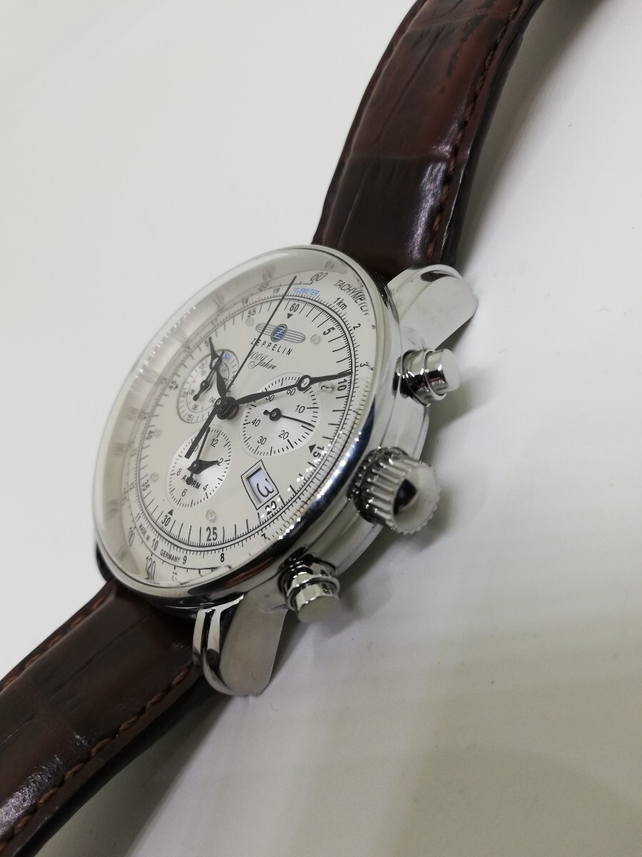 【稼働品】ZEPPELIN ツェッペリン 7680-1 100周年記念メンズクォーツクロノグラフ腕時計_画像5
