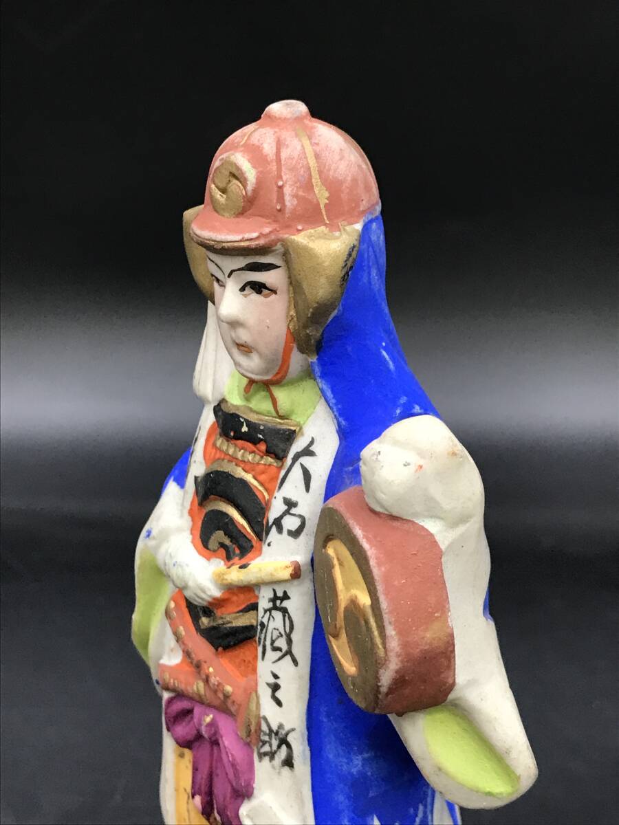 SE0313-01◆土人形 赤穂浪士 大石蔵之助 日本人形 マルサ 民芸品 当時物 約15.5cm_画像2