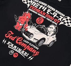 カミナリ雷/テッドマン/トヨタ2000GT/Tシャツ/黒/M/tdkmt-13/エフ商会/カミナリモータース_画像4