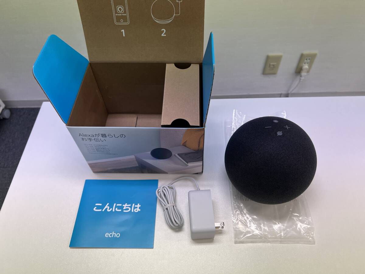 ☆美品☆【送料無料】Amazon Echo (エコー) 第4世代 チャコール スマートスピーカー Alexa 品番L4S3RE_付属品全て揃ってます。