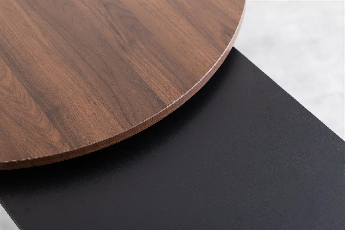 ダーニングテーブル 伸縮スライド式ダイニングテーブル丸型 幅75～116cm ブラウン色_画像3