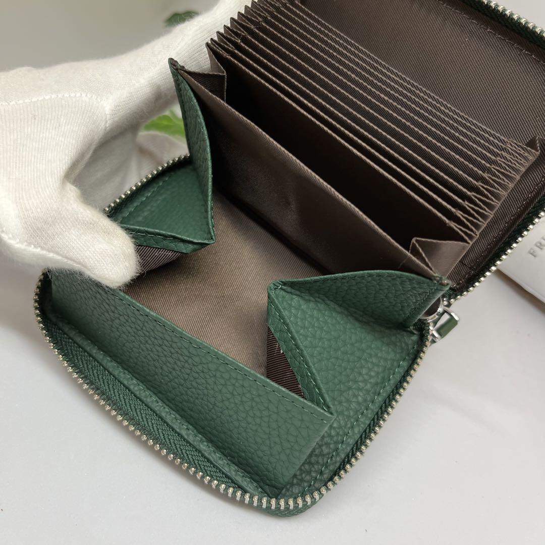 ミニ財布 新品未使用 メンズ　レディース 小銭入れ カードケース　グリーン　緑色　小さい財布　じゃばら　カード入れ　金運アップ　B⑩