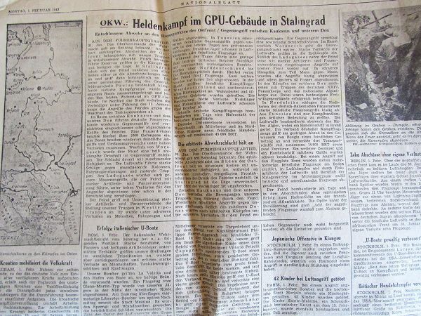  второй следующий большой битва средний оригинал Германия армия 1943 год 2 месяц 1 день газета 
