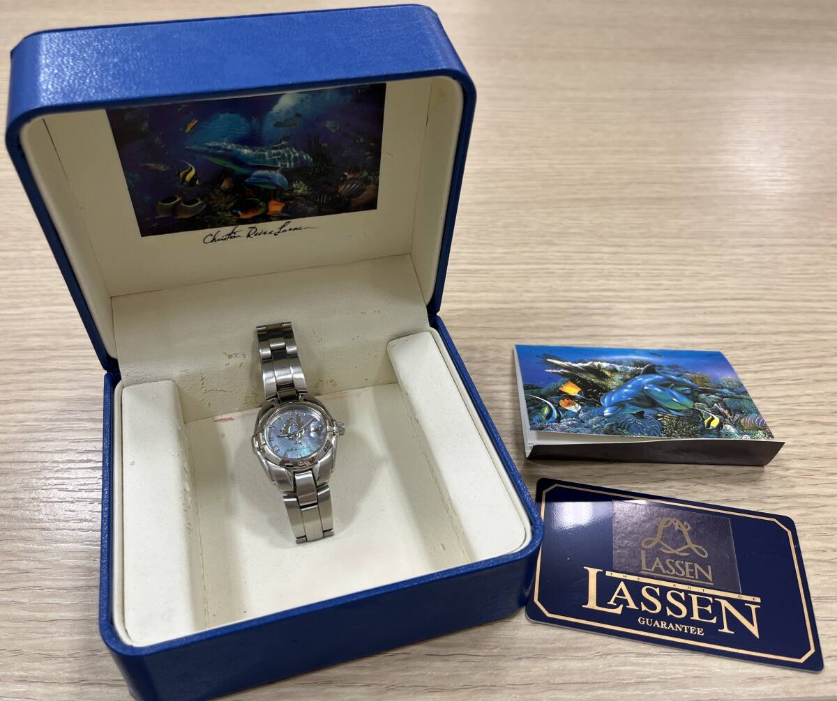 #20056　ラッセン LASSEN 腕時計 ウォッチ LA－１００１ イルカモチーフ シェル文字盤 現状不動品