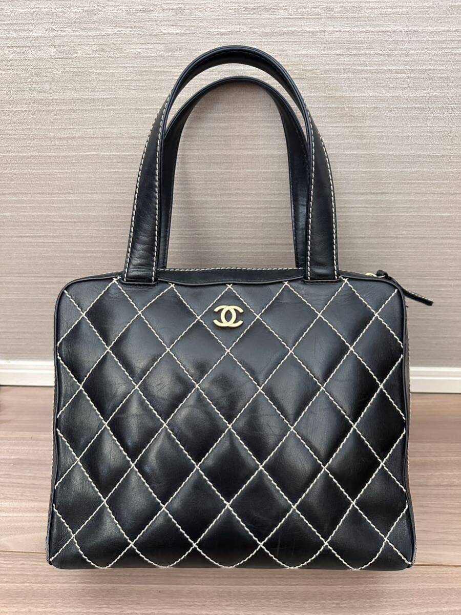 CHANEL シャネル 7番台 ハンドバッグ ワイルドステッチ ゴールド金具 シールあり 保存袋_画像8