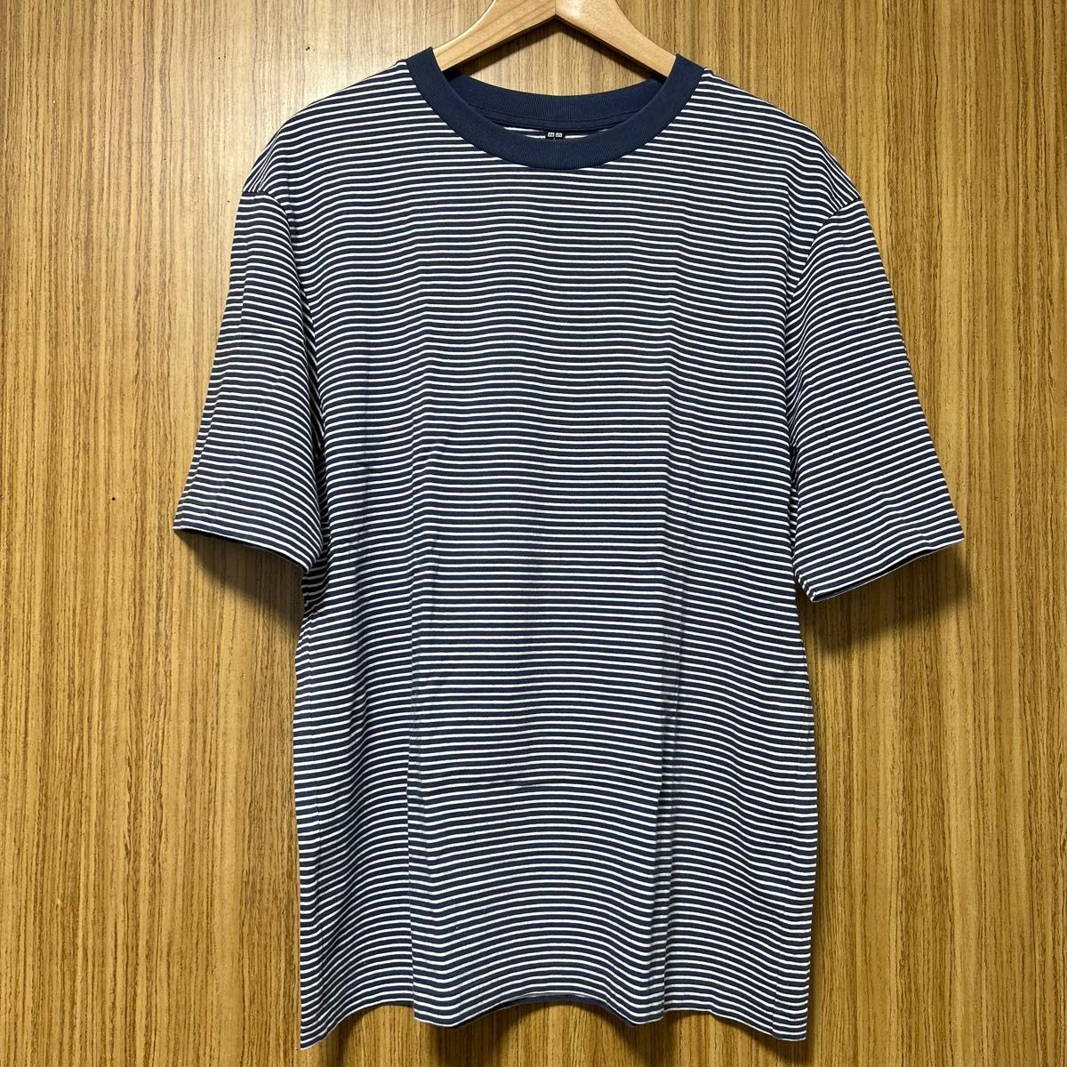 UNIQLO ユニクロ オーバーサイズボーダーTシャツ 5分袖 ブルー 青