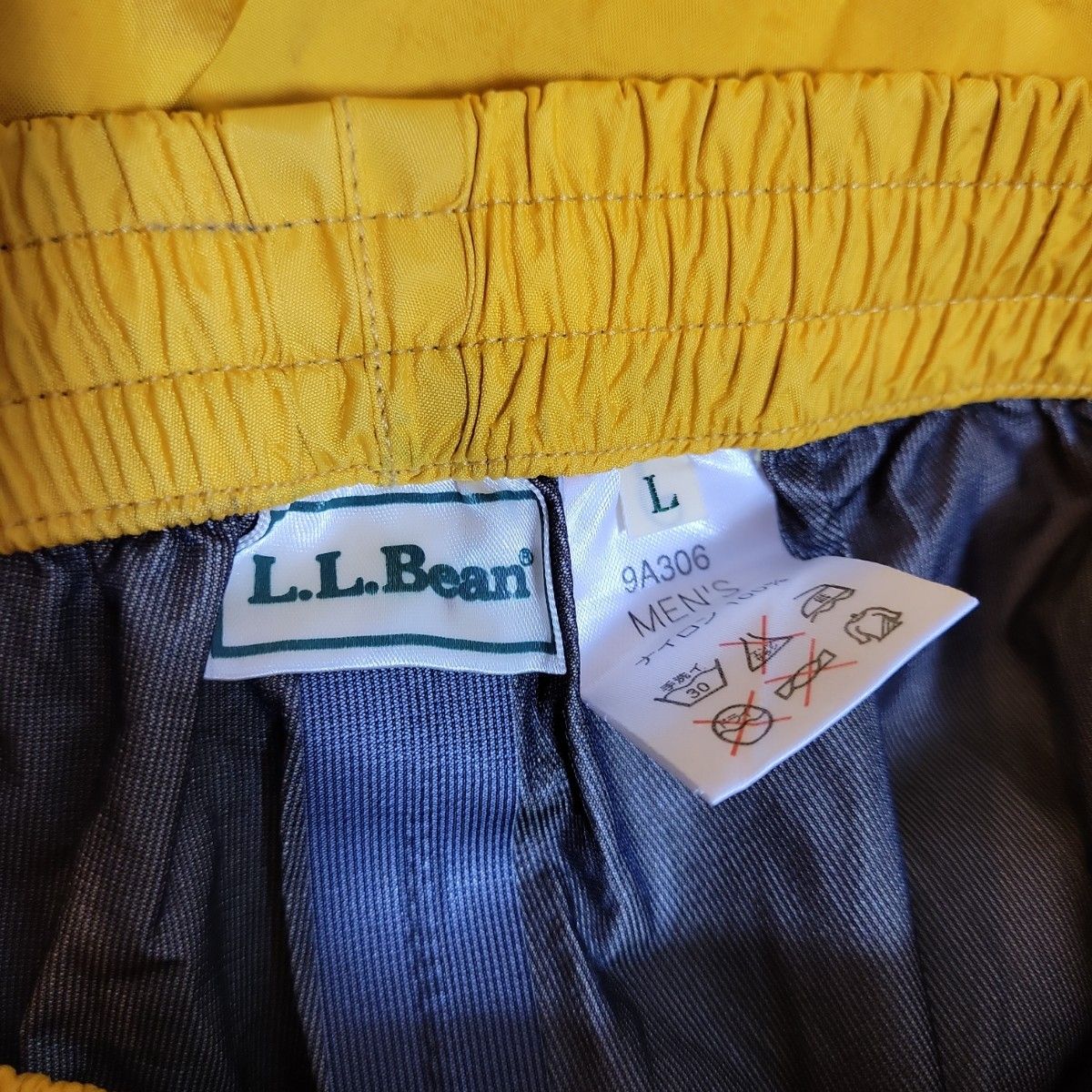 L.L.Bean ナイロン パンツ イエロー 山登り エルエルビーン 黄色 レイン ナイロンパンツ Lサイズ メンズ 