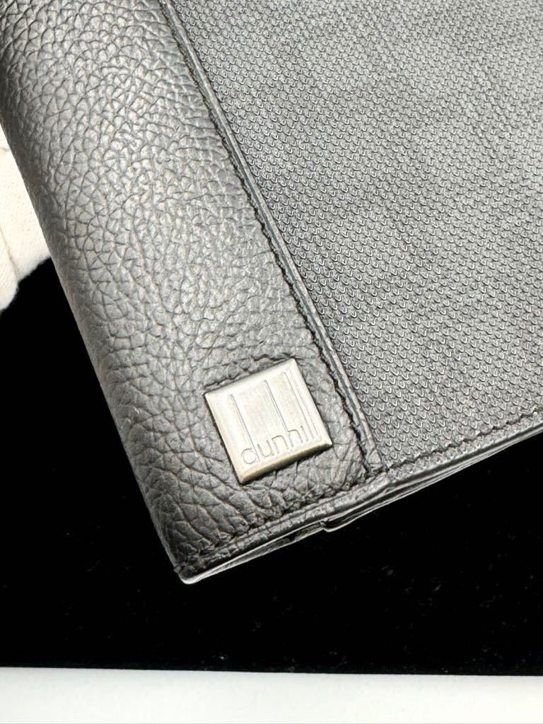 未使用品 ダンヒル 長財布 ブラック 小銭入れ付き PVC レザー メンズ 二つ折り財布 カードケースの画像2