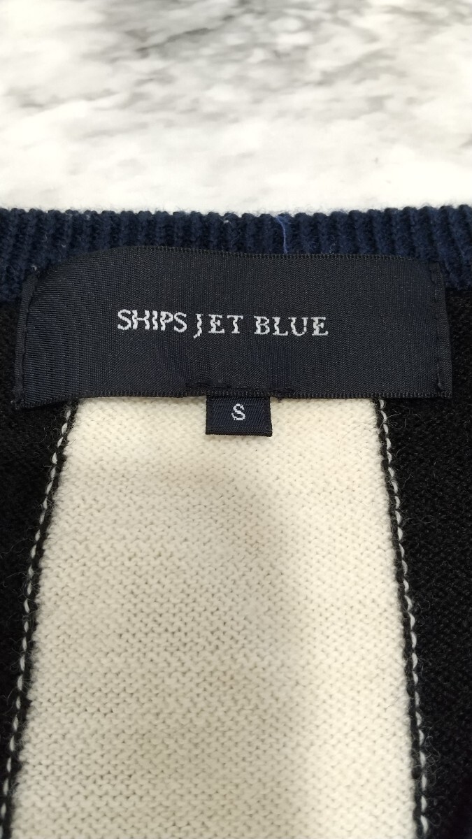 ShipJETBlue　シップス　セーター　毛100 ウール　春物　バックストライプ　Vネック　ネイビー　ブラック　ホワイト　Sサイズ　長袖_画像5