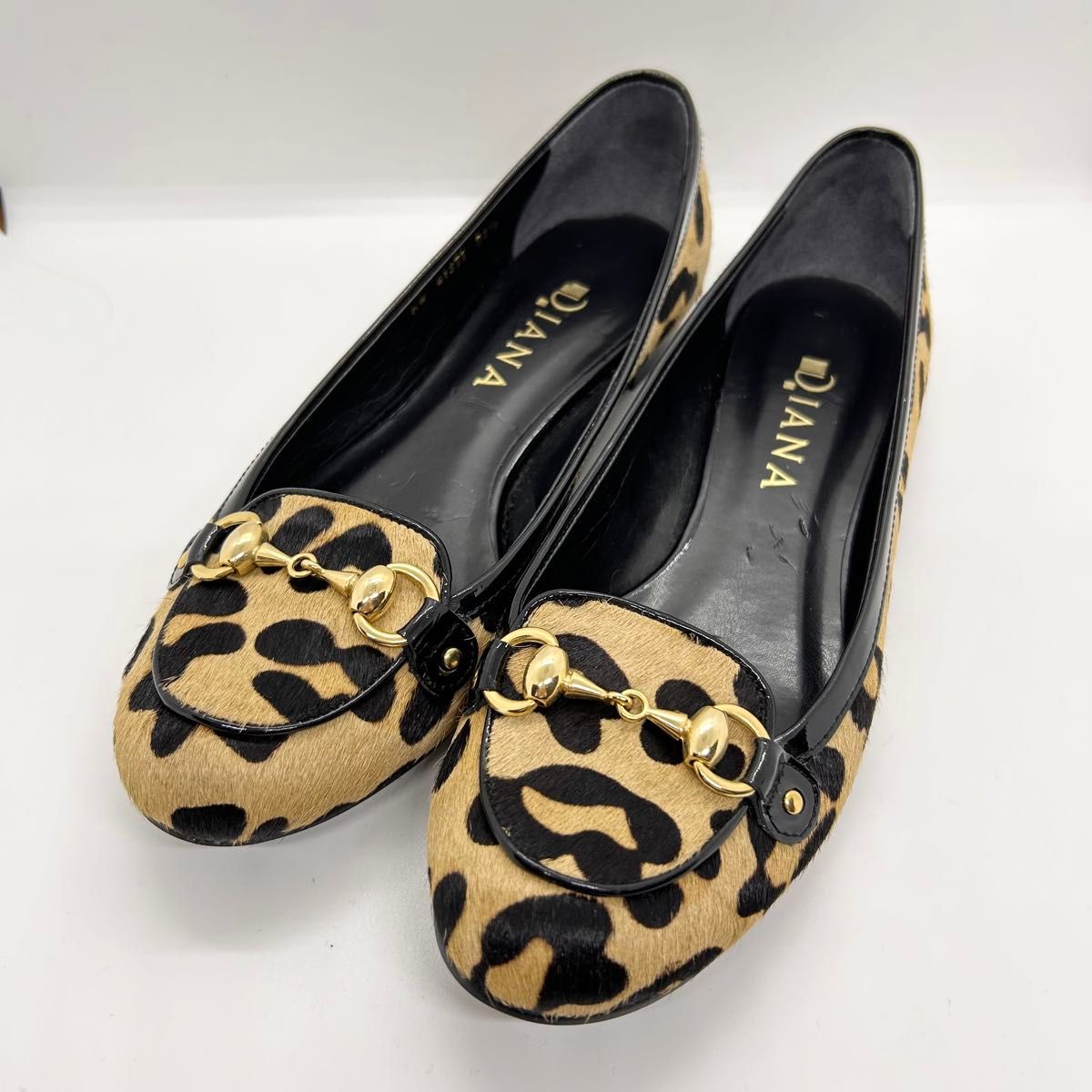 【美品】DIANA ダイアナ ハラコ レオパード フラットシューズ 24.5 DIANA フラットシューズ ハラコ ヒョウ柄 24 5cm|Yahoo!フリマ
