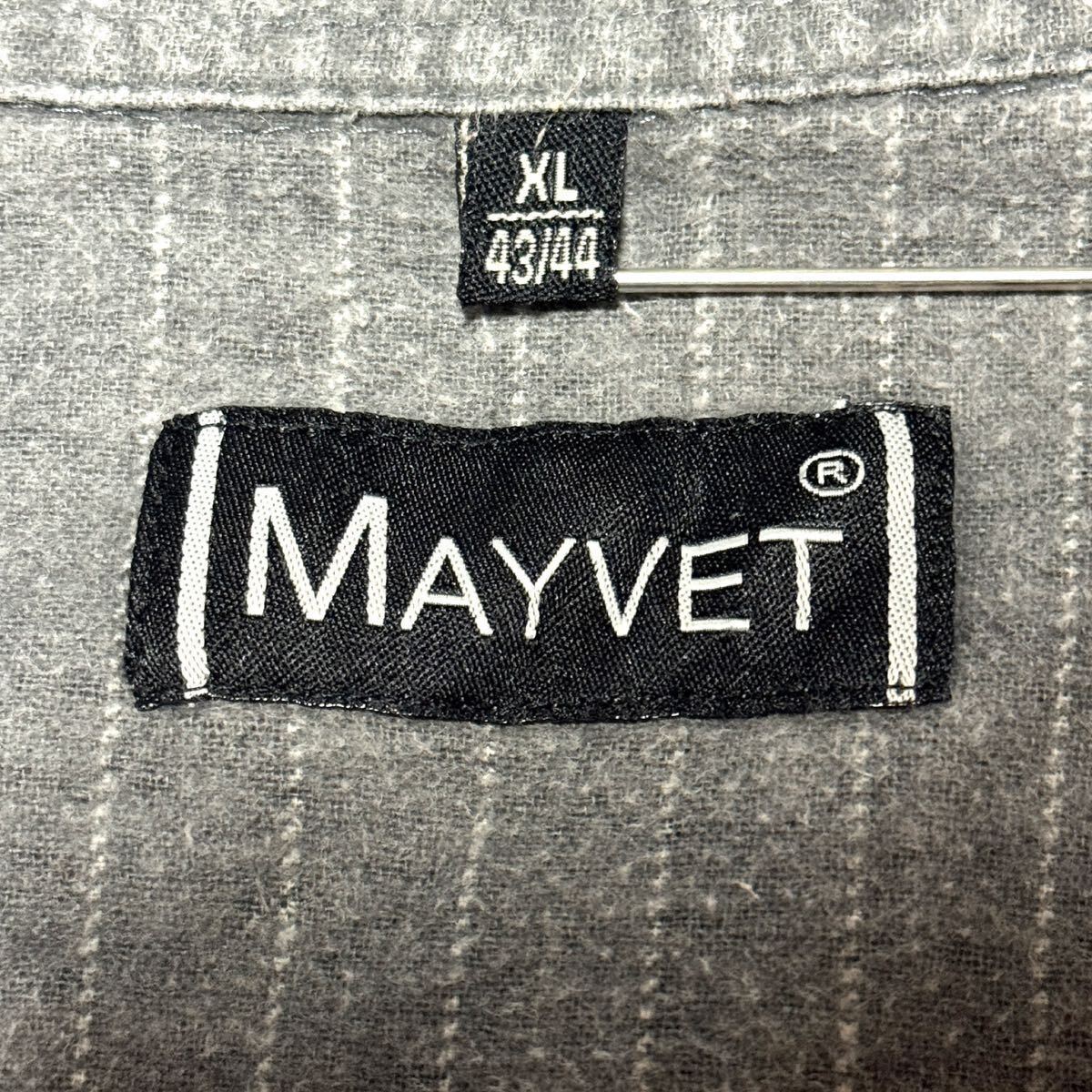 90s XLサイズ mayvet ヨーロッパ古着　メンズ　ピンストライプ シャツ　コットンシャツ　ビンテージ　ナチュラル系　ワーク　陶芸_画像3