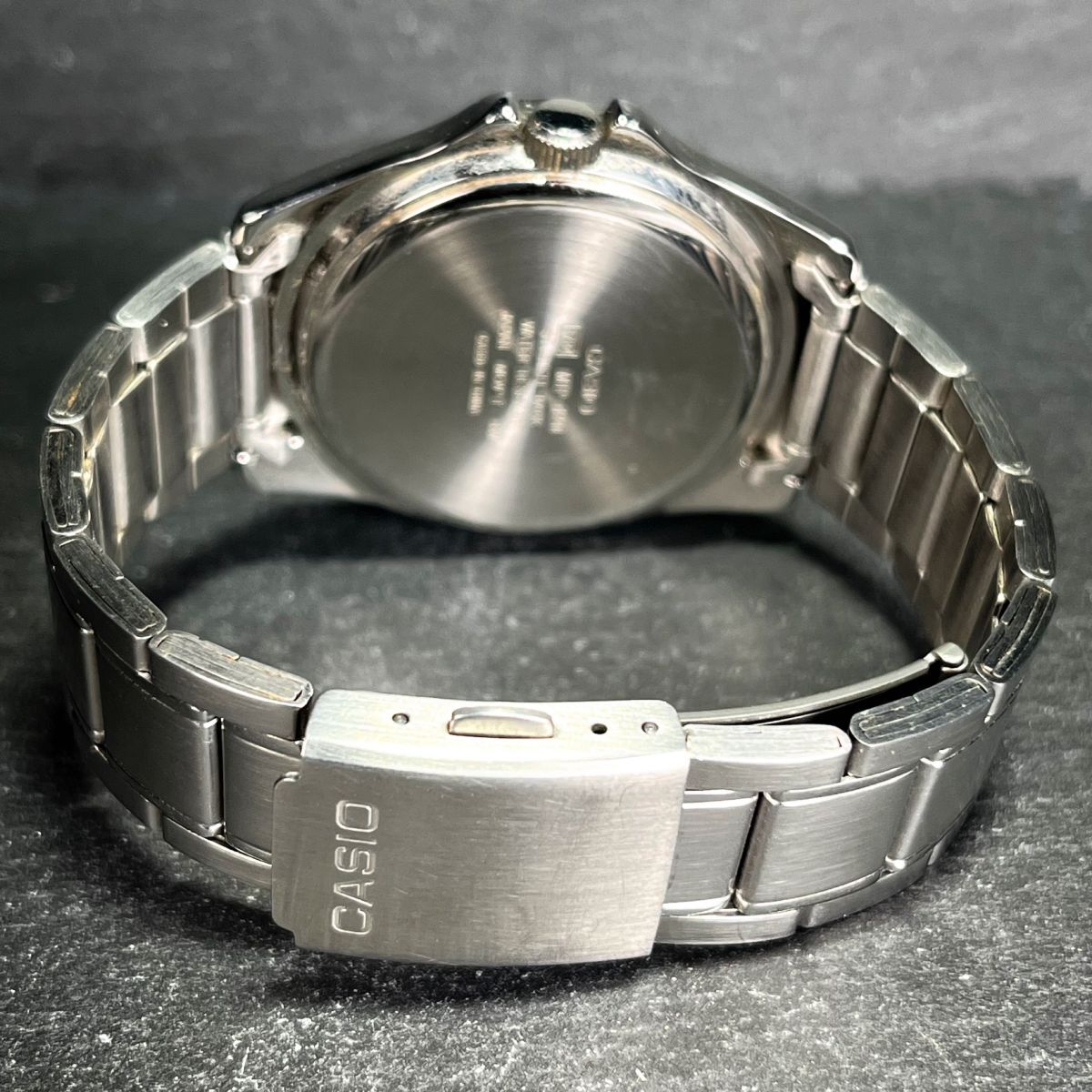 CASIO カシオ MTP-1244D-8AJF メンズ 腕時計 アナログ クオーツ 3針 デイト ブラック文字盤 蓄光 シルバーステンレス 新品電池交換済み_画像6