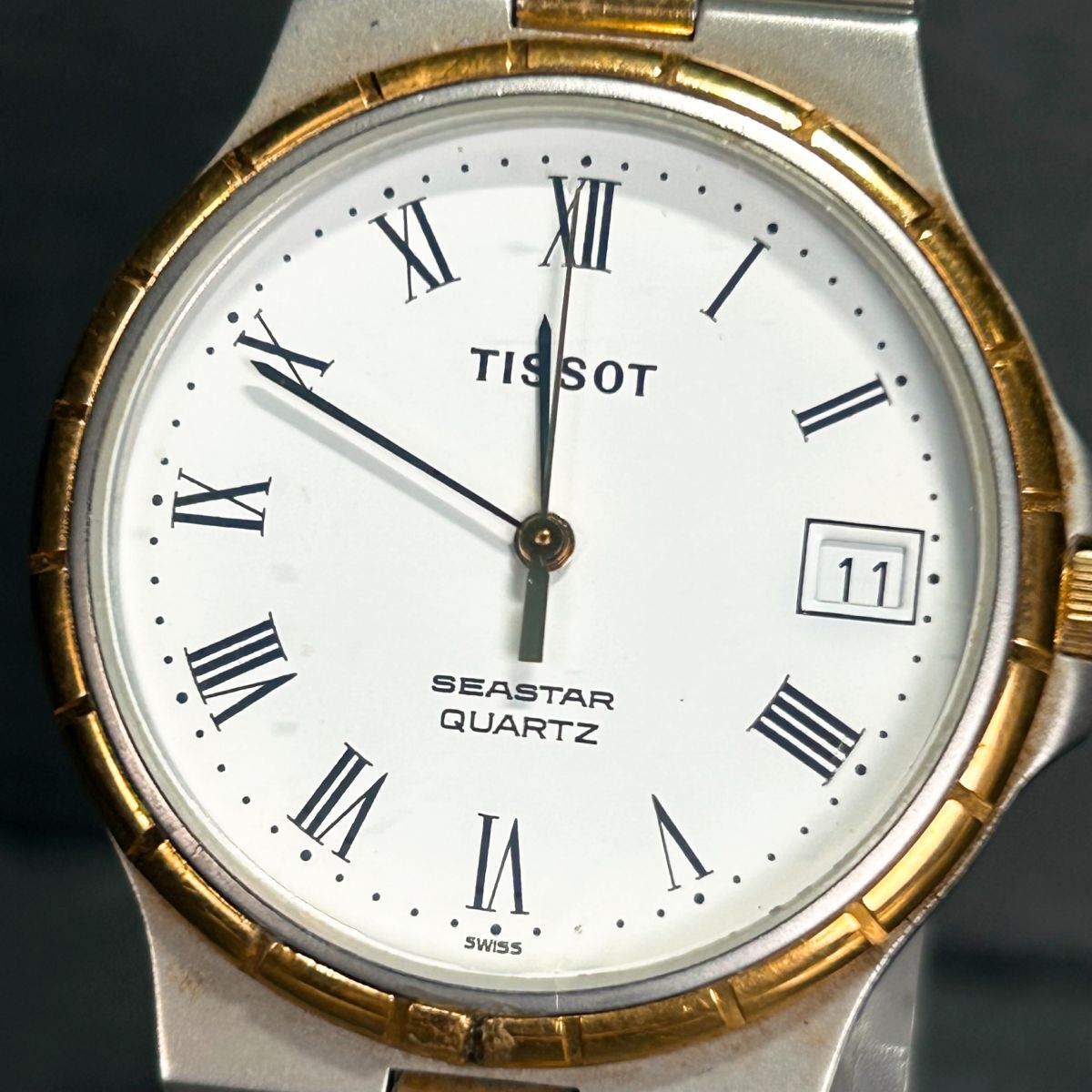 希少 TISSOT ティソ SEASTAR シースター D360A 腕時計 クオーツ アナログ ３針 カレンダー ステンレススチール メンズ新品電池交換済み_画像2