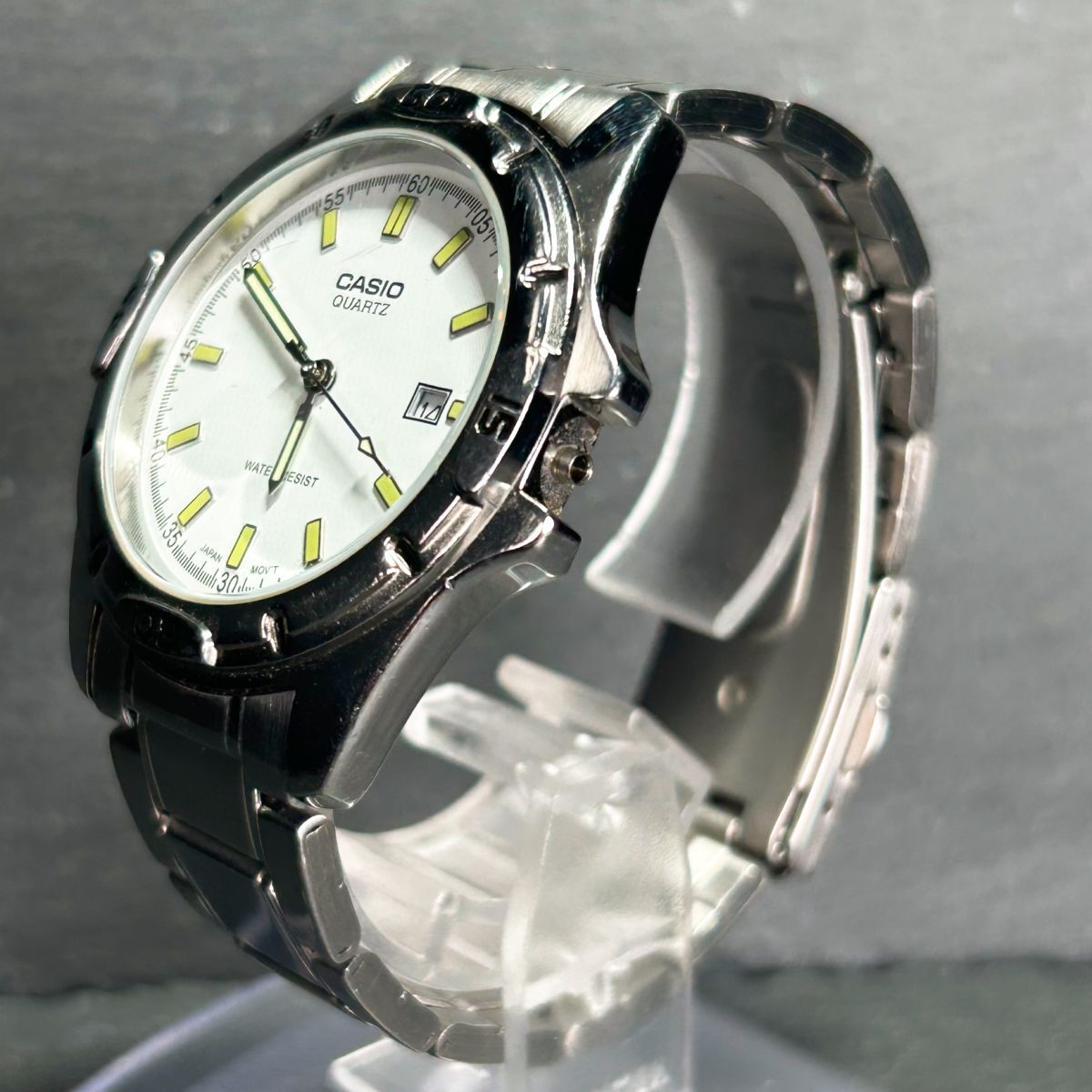 CASIO カシオ MTP-1224-7A 腕時計 クオーツ アナログ 3針 カレンダー ステンレススチール シルバー ホワイト文字盤 ラウンドフェイス_画像5