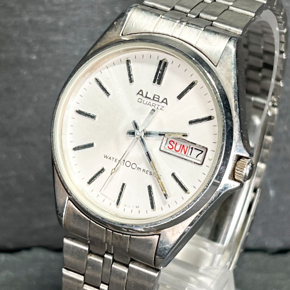 SEIKO セイコー ALBA アルバ Y113-8100 BY2336 メンズ 腕時計 アナログ クオーツ デイデイト ホワイト文字盤 ステンレス 新品電池交換済みの画像2