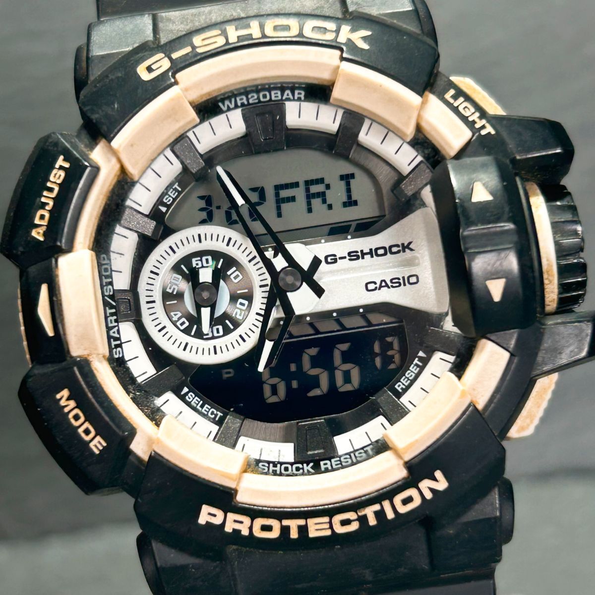 CASIO カシオ G-SHOCK ジーショック GA-400-1A 腕時計 クオーツ アナデジ カレンダー 多機能 ブラック×ホワイト メンズ 新品電池交換済み_画像1