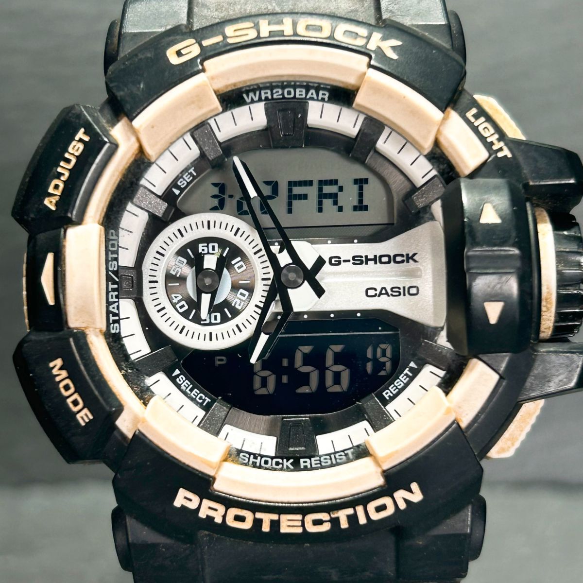 CASIO カシオ G-SHOCK ジーショック GA-400-1A 腕時計 クオーツ アナデジ カレンダー 多機能 ブラック×ホワイト メンズ 新品電池交換済みの画像3