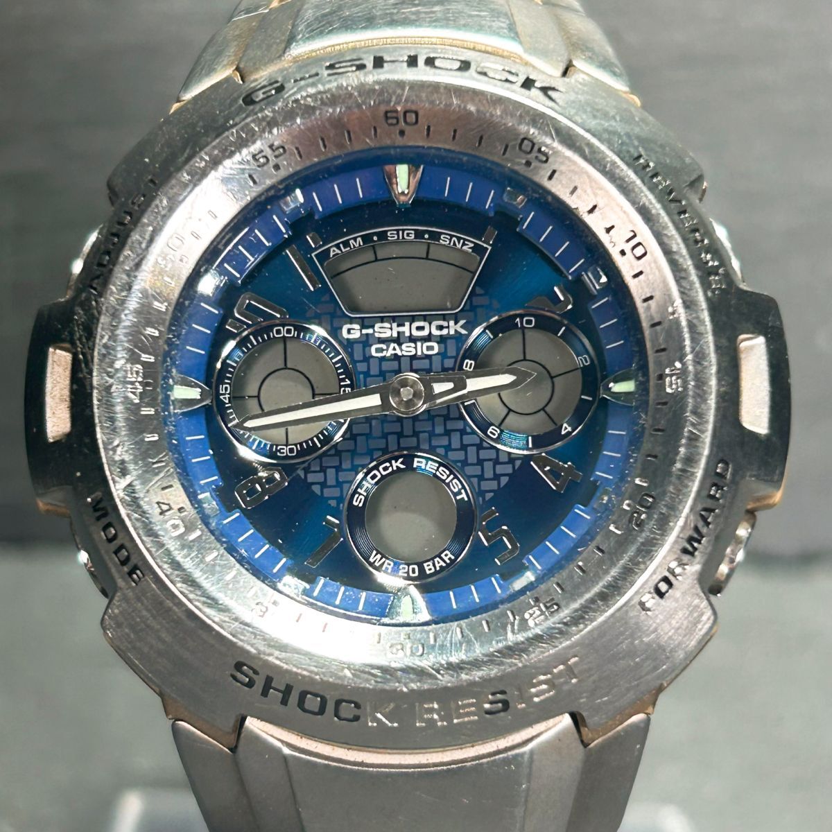 CASIO カシオ G-SHOCK ジーショック G-701D-2A 腕時計 クオーツ アナデジ 多機能 ステンレススチール ブルー文字盤 メタルベルト メンズ_画像3