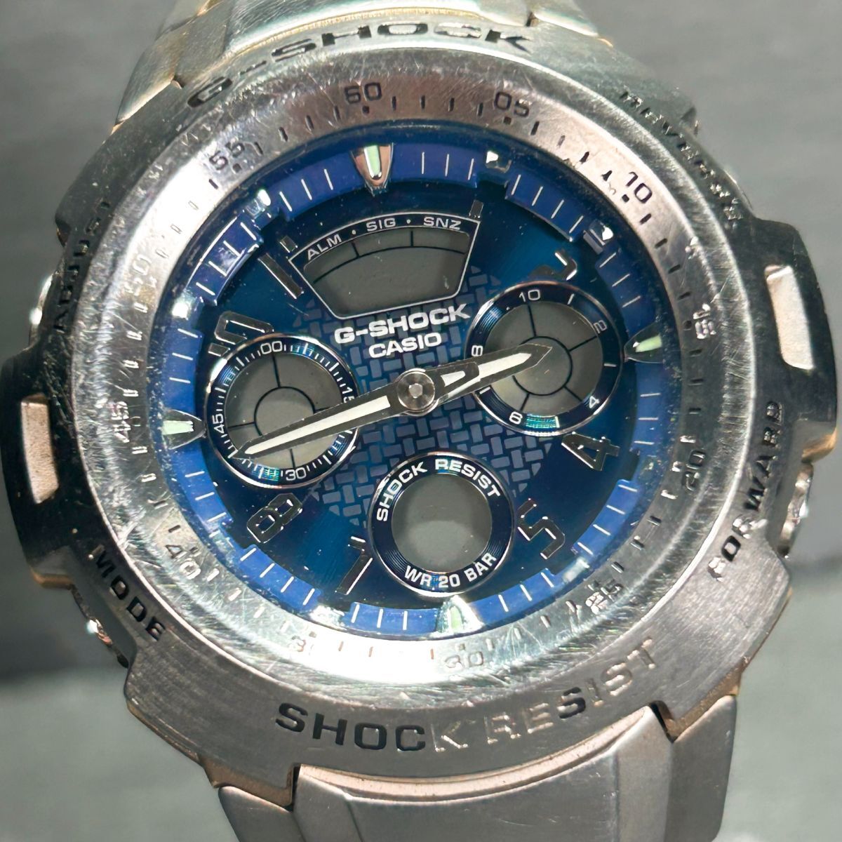 CASIO カシオ G-SHOCK ジーショック G-701D-2A 腕時計 クオーツ アナデジ 多機能 ステンレススチール ブルー文字盤 メタルベルト メンズ_画像1