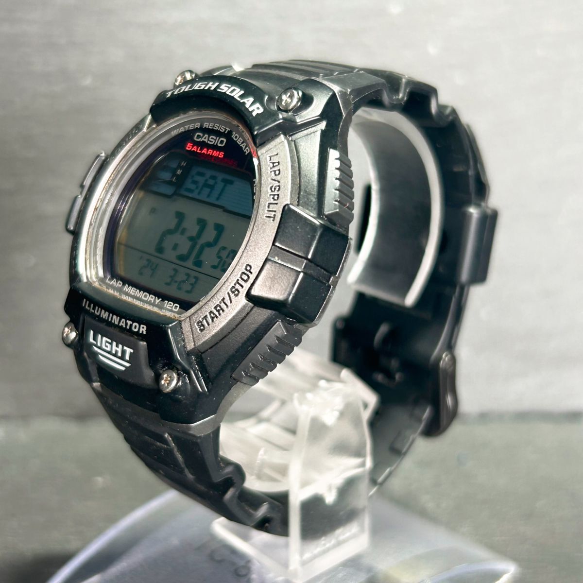 CASIO カシオ コレクション W-S220-1A 腕時計 タフソーラー デジタル カレンダー 多機能 ステンレススチール メンズ ブラック 動作確認済み_画像6