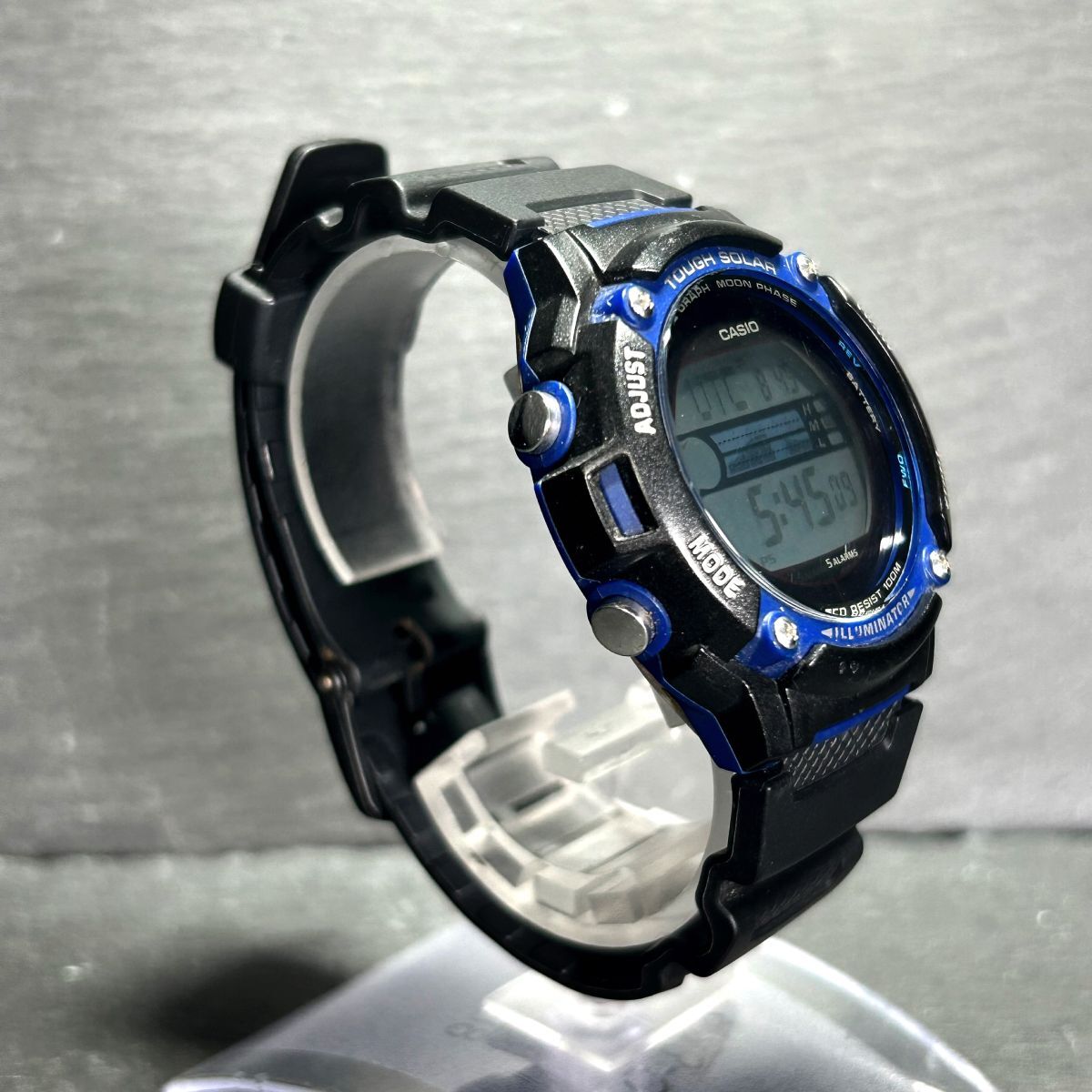 CASIO カシオ スポーツギア W-S210H-1A 腕時計 タフソーラー デジタル カレンダー 多機能 ブラック×ブルー ステンレススチール 動作確認済_画像5