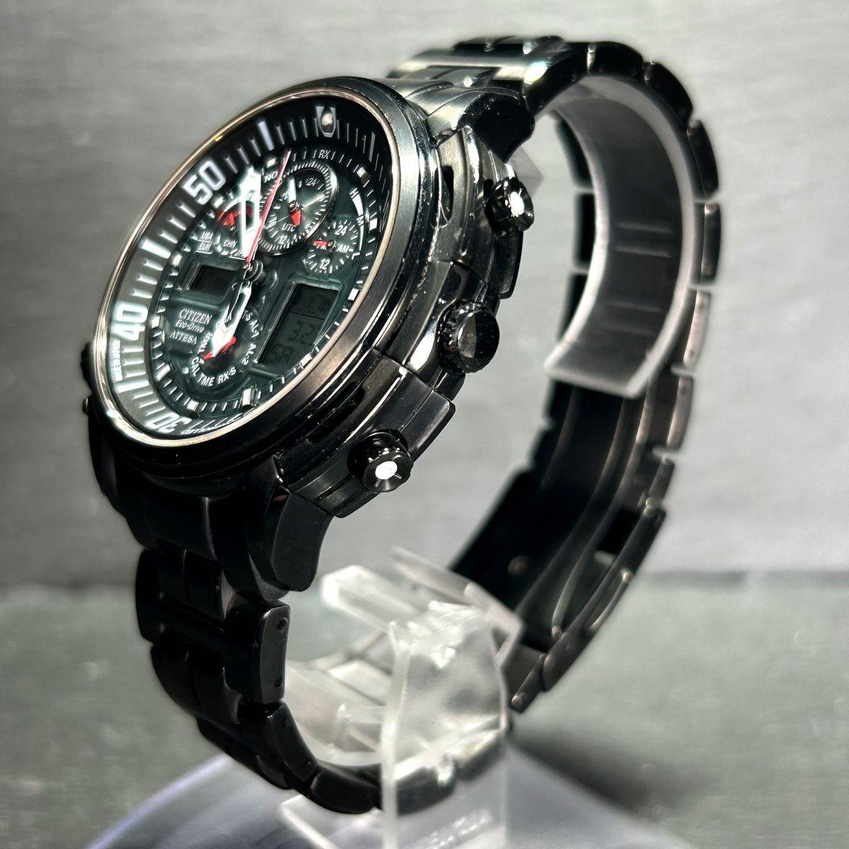 美品 CITIZEN シチズン ATTESA アテッサ エコドライブ ATV53-2933 腕時計 ソーラー 電波時計 アナデジ チタニウム メンズ 動作確認済み_画像6