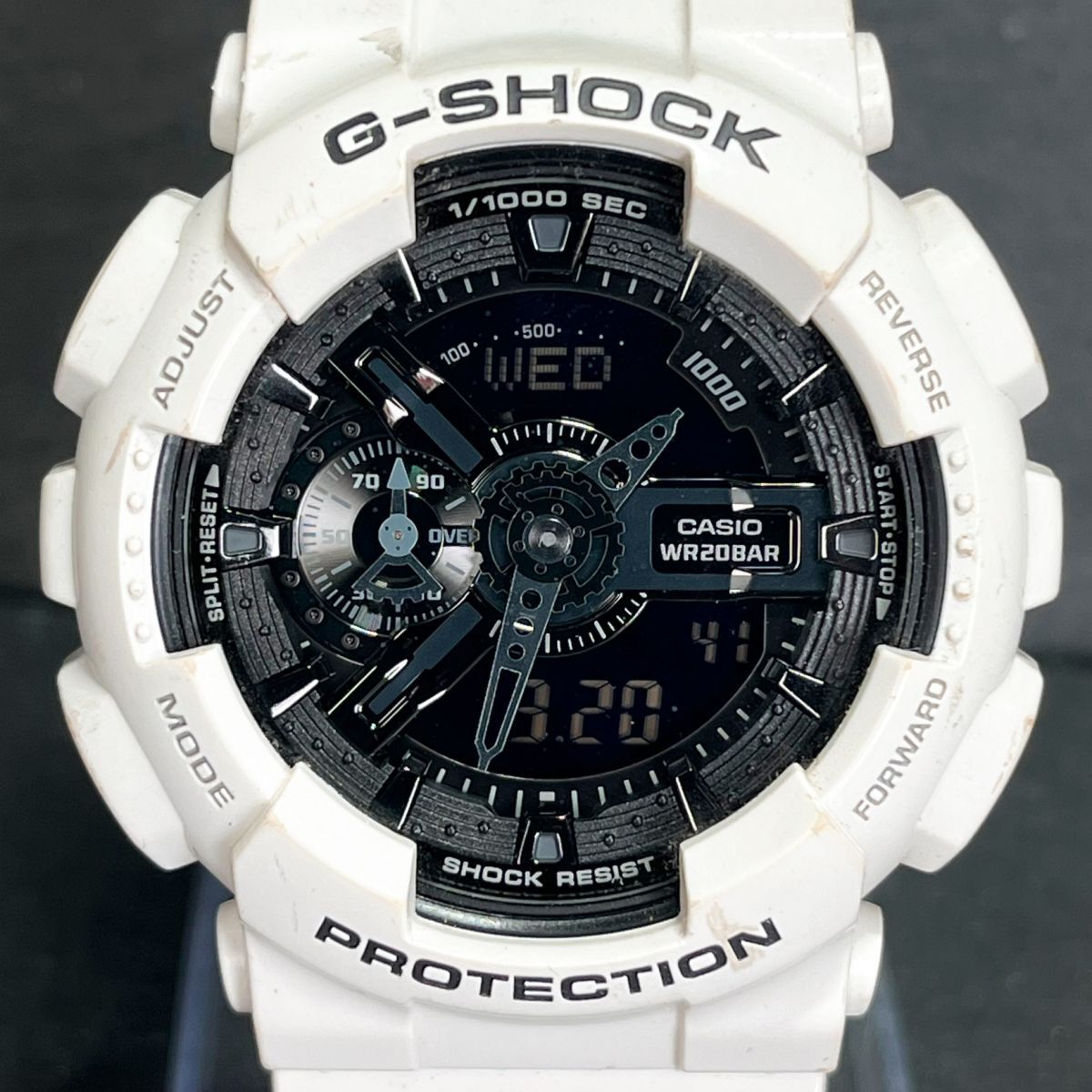 CASIO カシオ G-SHOCK Gショック GA-110GW-7AJF メンズ 腕時計 アナデジ クオーツ 多機能 ブラック文字盤 ホワイト 樹脂 新品電池交換済み_画像1