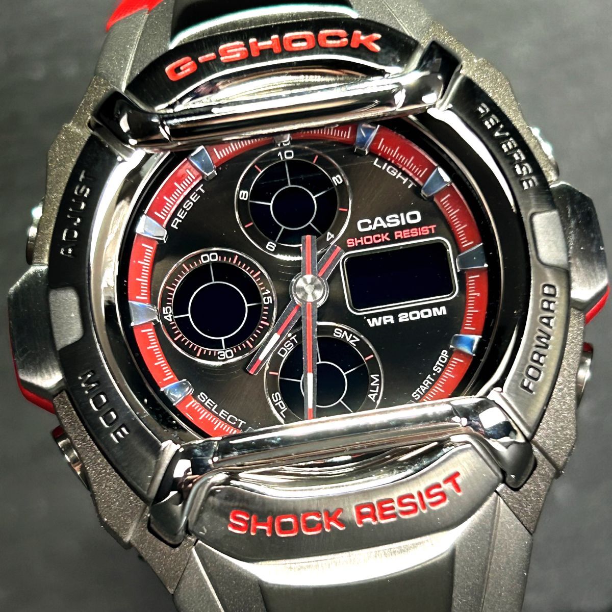 美品 CASIO カシオ G-SHOCK ジーショック コックピット G-511-4A 腕時計 クオ―ツ アナデジ カレンダー 多機能 レッド ステンレススチール_画像1