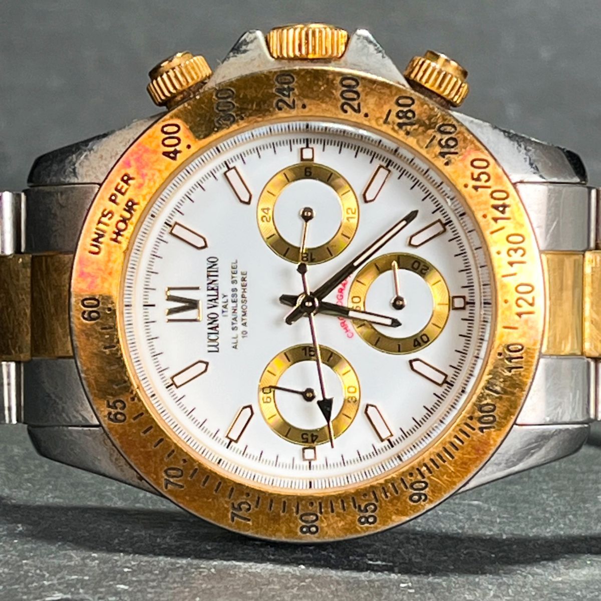 LUCIANO VALENTINO ルチアーノ バレンチノ LV1001 メンズ 腕時計 アナログ クオーツ クロノグラフ ホワイト文字盤 コンビカラー ステンレスの画像5