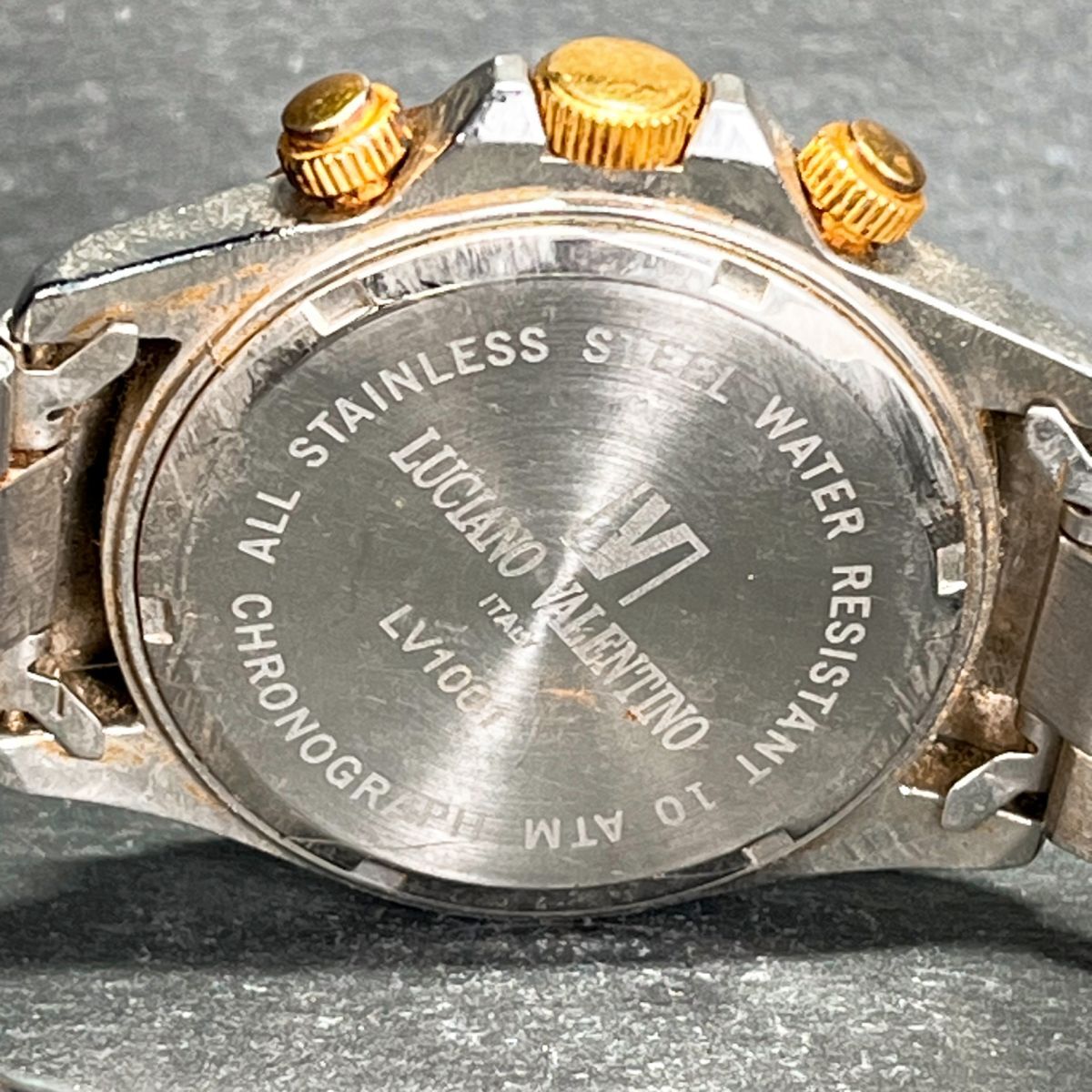 LUCIANO VALENTINO ルチアーノ バレンチノ LV1001 メンズ 腕時計 アナログ クオーツ クロノグラフ ホワイト文字盤 コンビカラー ステンレスの画像7