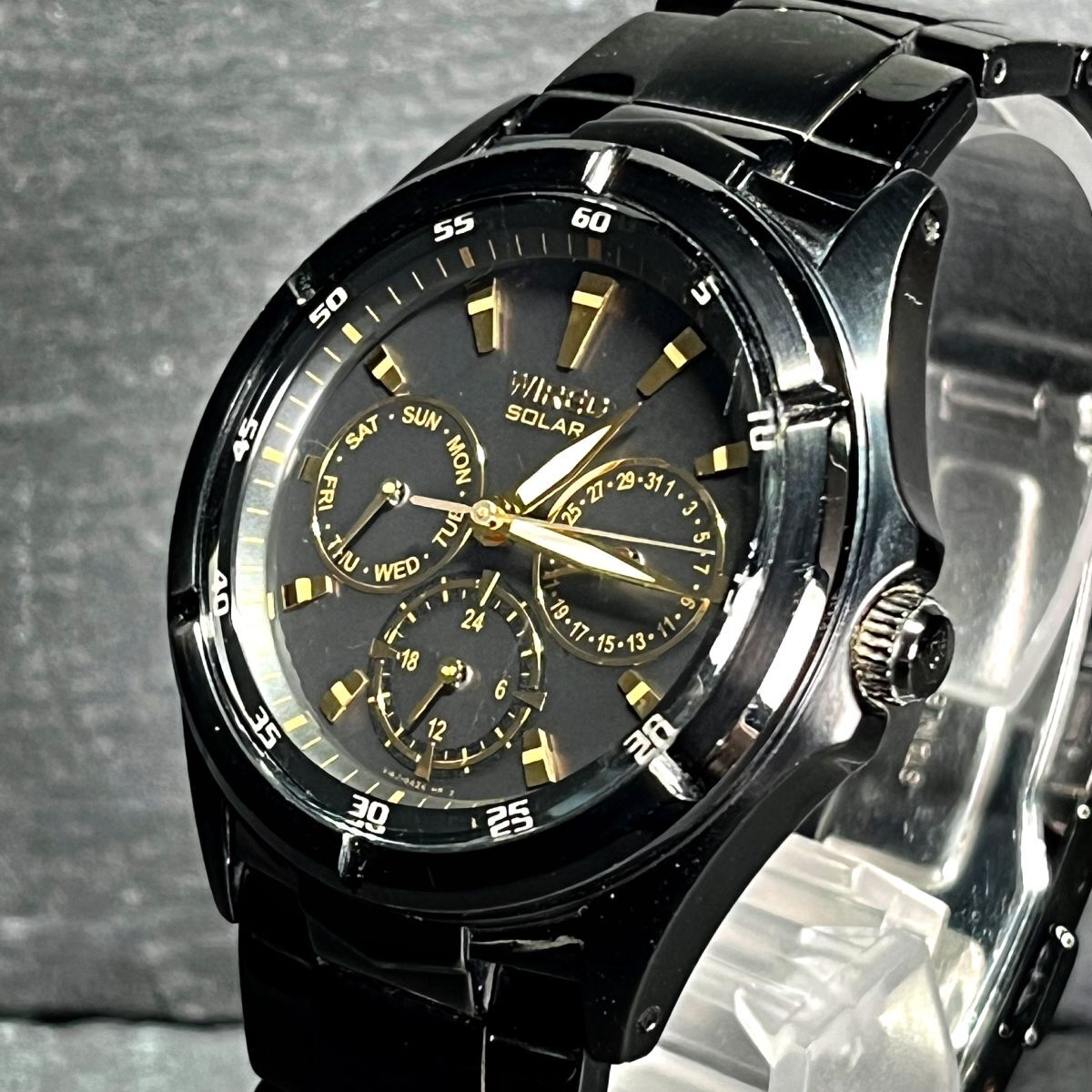 SEIKO セイコーWIRED ワイアード NEW STANDARD ニュースタンダード ソーラーモデル AGAD053 メンズ 腕時計 アナログ ブラック×ゴールド_画像2