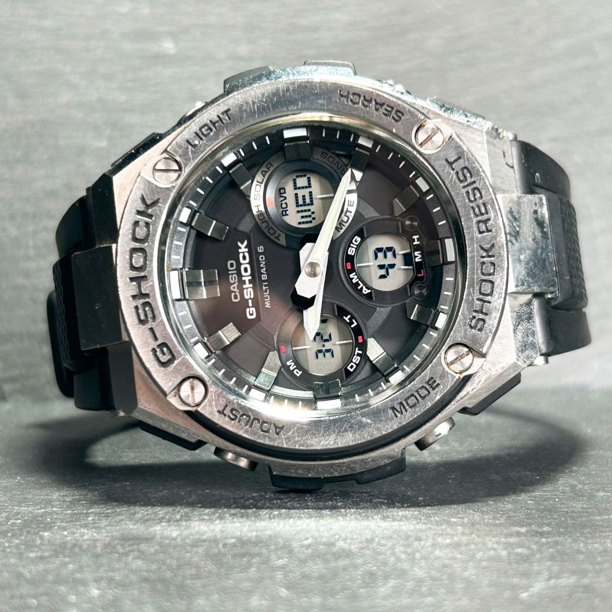 CASIO カシオ G-SHOCK ジーショック G-STEEL ジースチール GST-W110-1A 腕時計 タフソーラー 電波時計 アナデジ ステンレススチール メンズの画像4