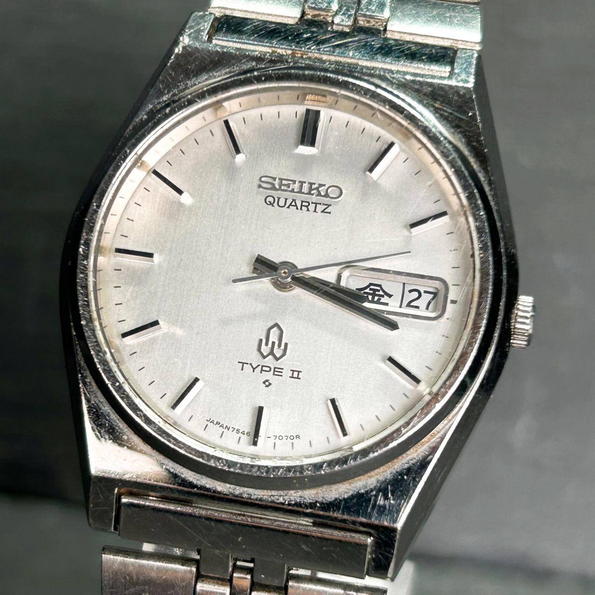 1979年製 SEIKO セイコー TIPEⅡ 7546‐7060 腕時計 クオーツ アナログ デイデイトカレンダー 諏訪精工舎 ヴィンテージ メンズ 動作確認済の画像2