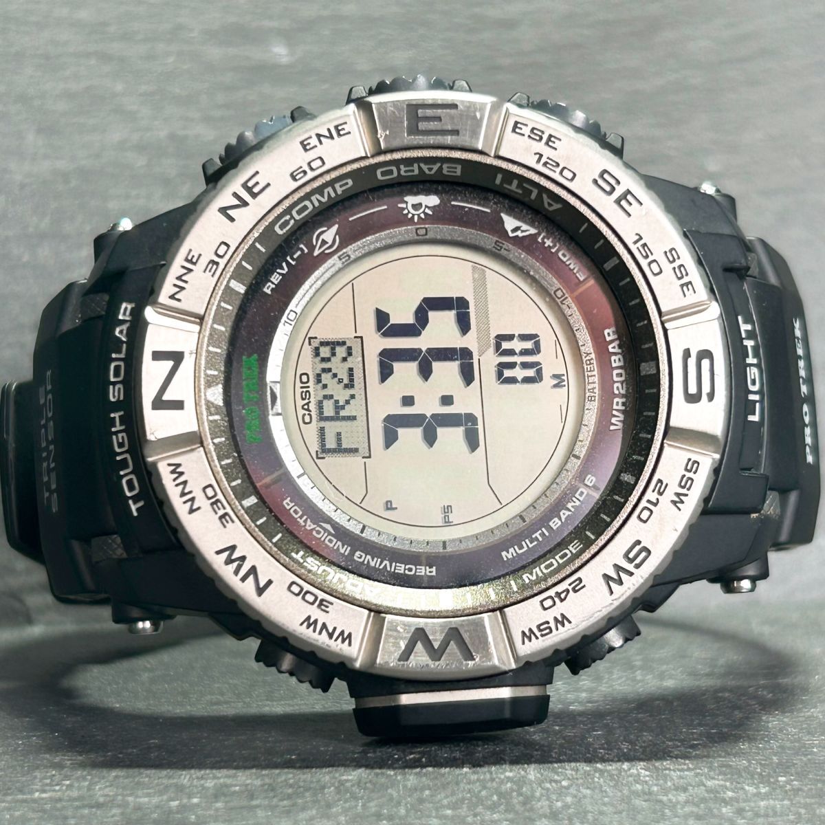 美品 CASIO カシオ PROTREK プロトレック PRW-3500-1 腕時計 タフソーラー 電波時計 デジタル 多機能 方位ベゼル メンズ 動作確認済みの画像4