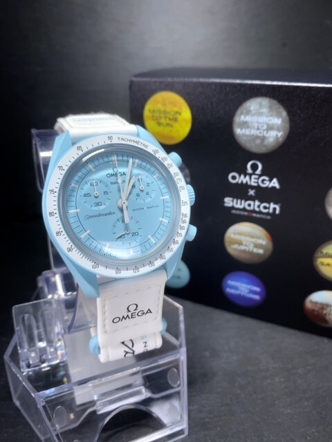 超美品 Swatch × Omega Mission to Uranus スウォッチ × オメガ ミッション トゥ ウラヌス 腕時計 バイオセラミック SO33L100の画像3