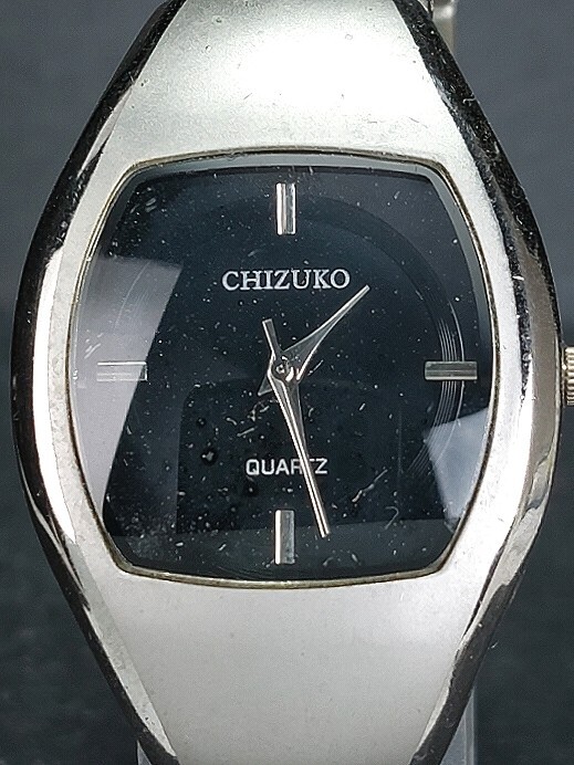 CHIZUKO チズコ QUARTZ クォーツ メンズ アナログ 腕時計 ブラック文字盤 3針 メタルベルト ステンレス 新品電池交換済み 動作確認済み_画像1