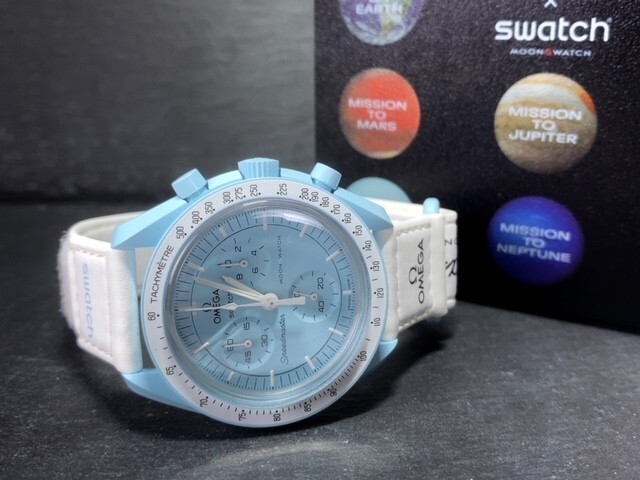 超美品 Swatch × Omega Mission to Uranus スウォッチ × オメガ ミッション トゥ ウラヌス　腕時計 バイオセラミック SO33L100_画像6