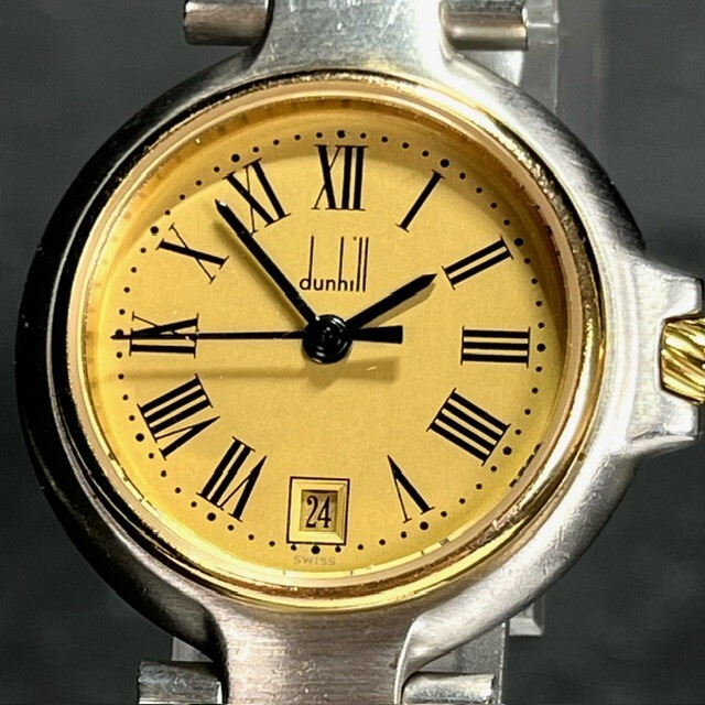 美品 Dunhill ダンヒル ミレニアム コンビカラー 腕時計 ステンレス クオーツ アナログ デイト ラウンド型 ブランド 50501039_画像3