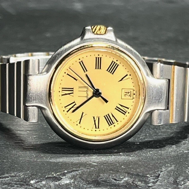 美品 Dunhill ダンヒル ミレニアム コンビカラー 腕時計 ステンレス クオーツ アナログ デイト ラウンド型 ブランド 50501039_画像5