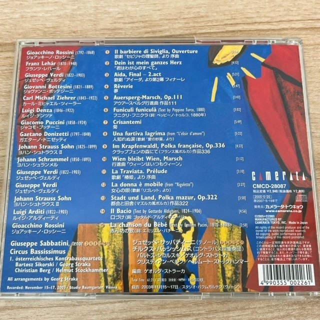 Back to the Bass / Giuseppe Sabbatini & Circus Bassissimus サッバティーニ コントラバス CD 音楽 洋楽 2005年 CMCD-28087 ④の画像2