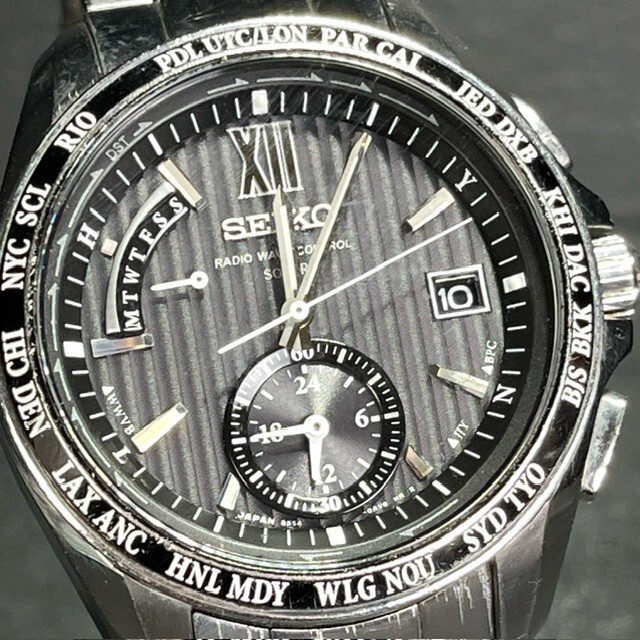 SEIKO BRIGHTZ セイコー ブライツ SAGA145 ソーラー電波 腕時計 ブラック アナログ メンズ ワールドライム カレンダー デイデイト_画像1