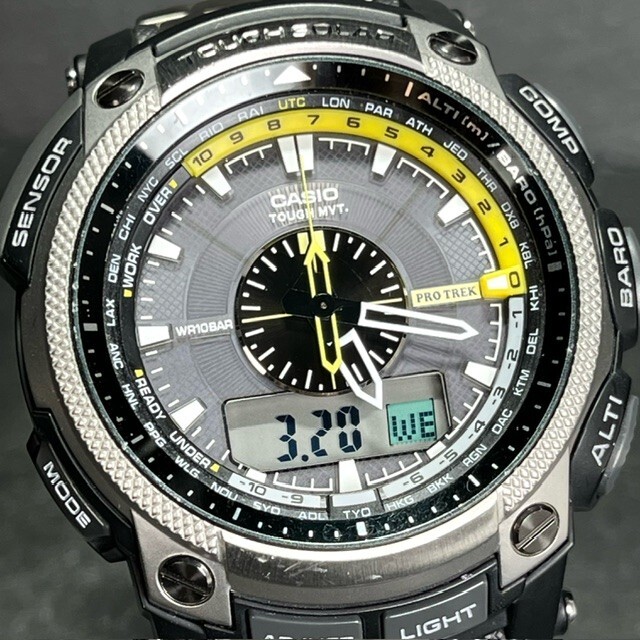 CASIO PROTREK カシオ プロトレック PRW-5000T-7JF 腕時計 アナログ デジタル 電波ソーラー ブラック パスファインダー メンズ 海外モデル_画像1