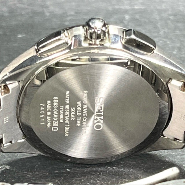 SEIKO BRIGHTZ セイコー ブライツ SAGA167 ソーラー電波 腕時計 ブラック アナログ メンズ カレンダー ワールドタイム ルミブライトの画像8