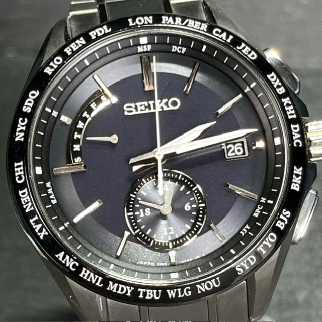 SEIKO BRIGHTZ セイコー ブライツ SAGA167 ソーラー電波 腕時計 ブラック アナログ メンズ カレンダー ワールドタイム ルミブライトの画像1