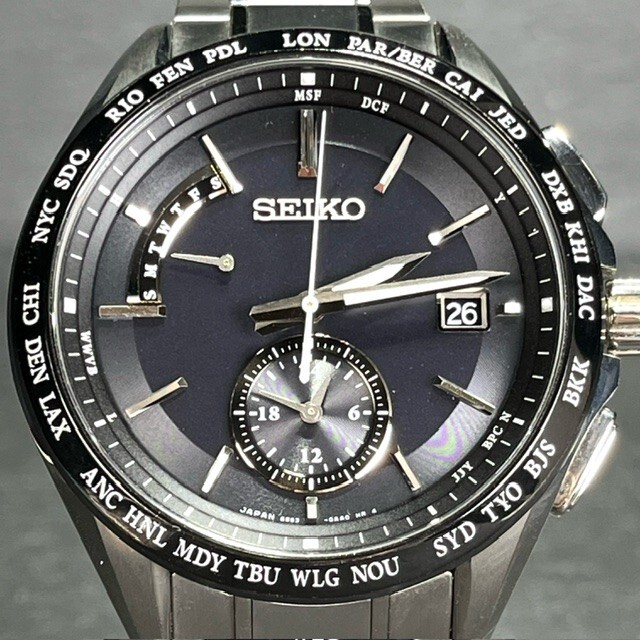 SEIKO BRIGHTZ セイコー ブライツ SAGA167 ソーラー電波 腕時計 ブラック アナログ メンズ カレンダー ワールドタイム ルミブライトの画像2
